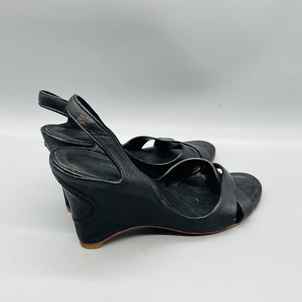 Roberto Del Carlo Sandals Womens 6.5 Black Leather Slingback Wedge Heel Shoes - Picture 7 of 11